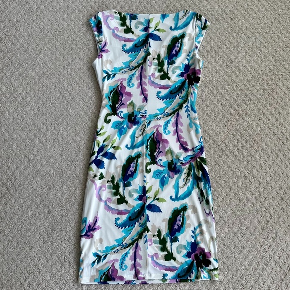 Lauren Ralph Lauren Paisley Floral Pleated Jersey Dress Multicolored 8 Office - Picture 9 of 13